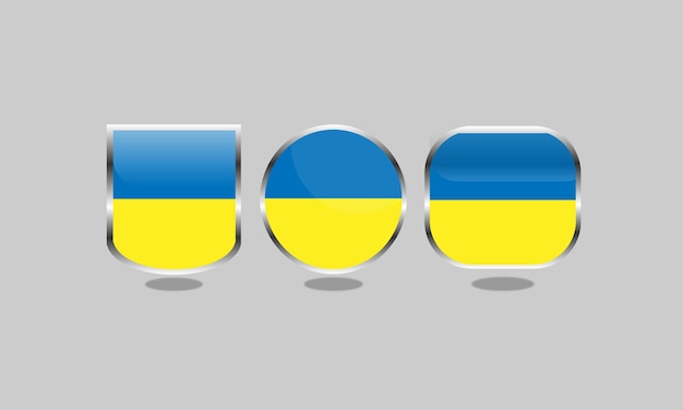 Ukraine Flag Silver Badge Icon