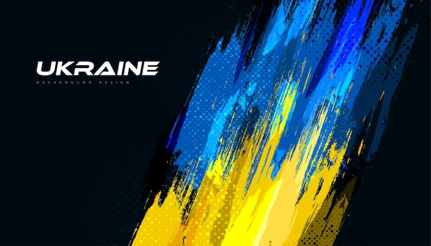 Ukraine Flag with Brush Concept Flag of Ukraine in Grunge Style Pray for Ukraine Hand Painted Brush Flag of Ukraine Country