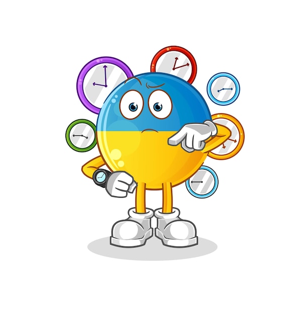 Ukraine flag with wristwatch cartoon. cartoon mascot vector