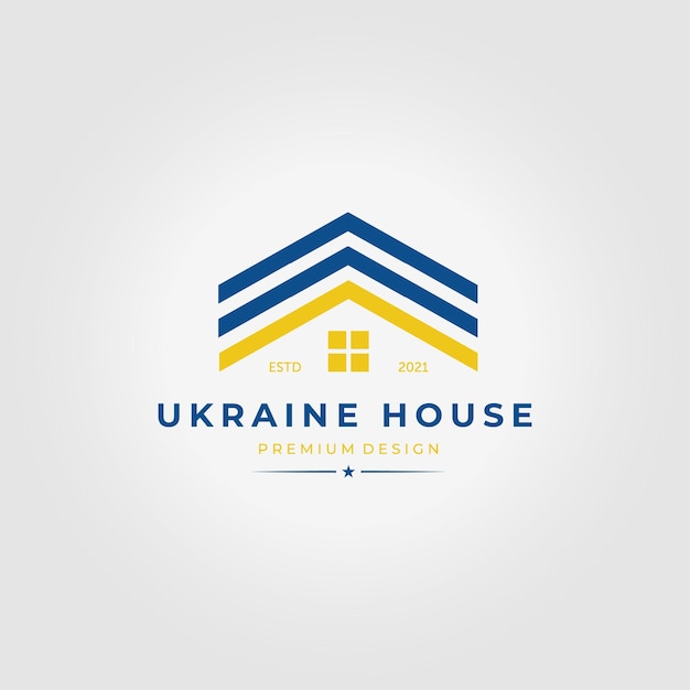 Ukraine House Flag Logo Icon Vector Illustration Design