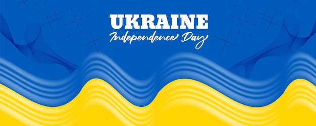 Ukraine independence day celebration background with 3d flagwaving design