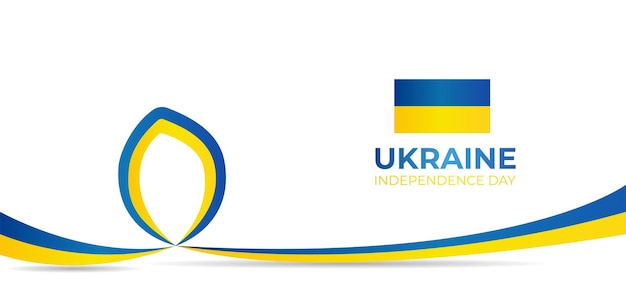 Ukraine independence day Ukrainian national flag in gradient color on white background Holiday celebration in Ukraine Vector illustration concept