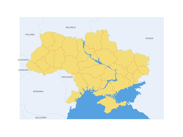 Ukraine map european countries vector detail map