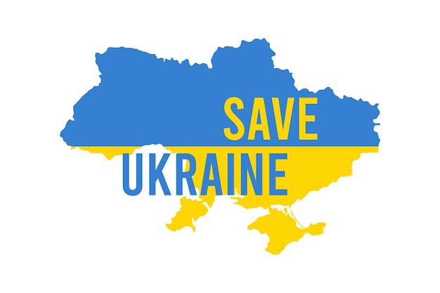 Ukraine map in national Ukrainian flag colors Territory of Ukraine in map with text