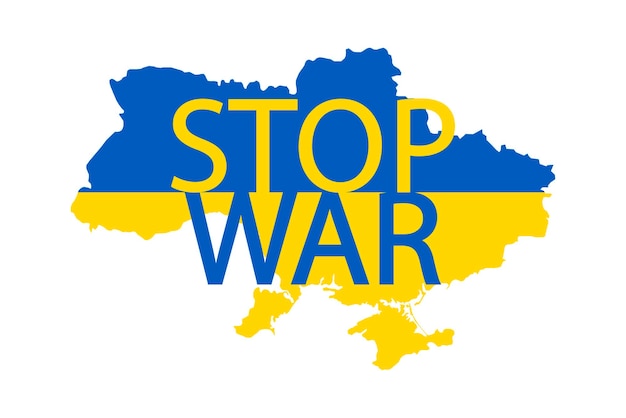 Ukraine map with STOP WAR word Vector Illustration