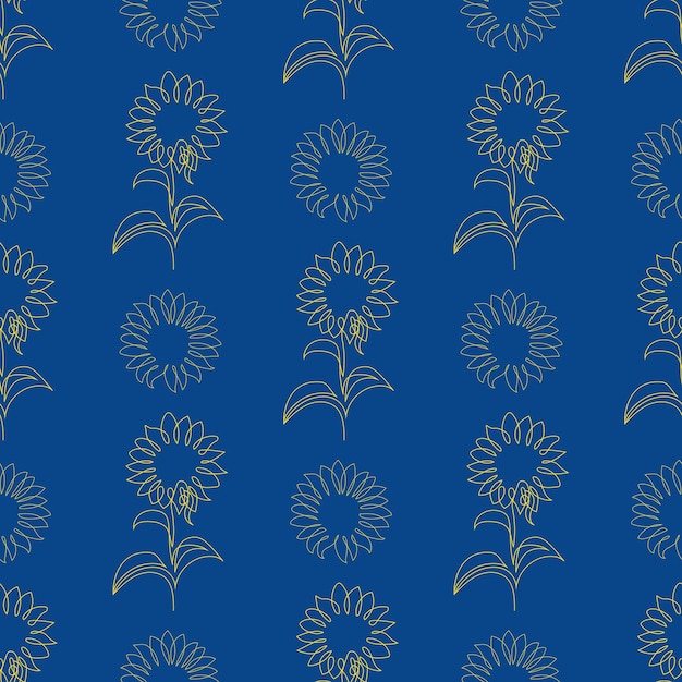 Ukrainian Blue Yellow Floral Pattern