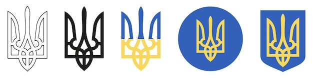 Ukrainian Coat of Arms Set Vector Symbol of Ukraine Trident