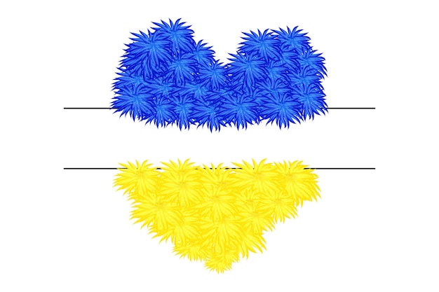 Ukrainian flag National flag from flowers monogram with two colors blue and yellow