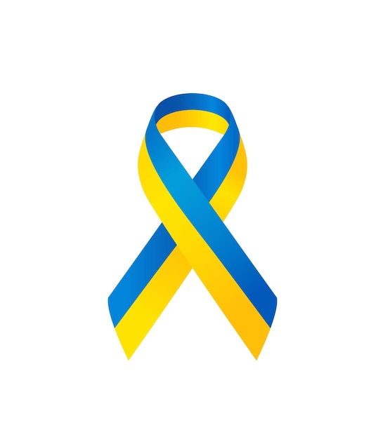 Ukrainian flag stripe ribbon on white background. Symbol of independence, freedom and unity. Vector