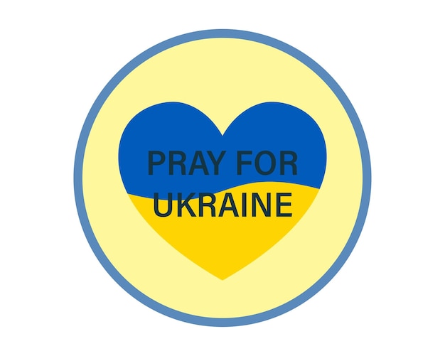 Ukrainian flag with text pray for Ukraine inside the heart Save Ukraine concept Applicable for banners stickers badges Grunge style flag of Ukraine Vector illustration