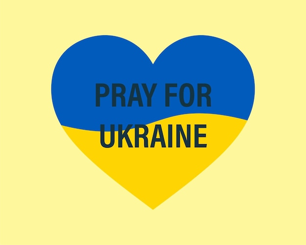 Ukrainian flag with text pray for Ukraine inside the heart Save Ukraine concept Applicable for banners stickers badges Grunge style flag of Ukraine Vector illustration