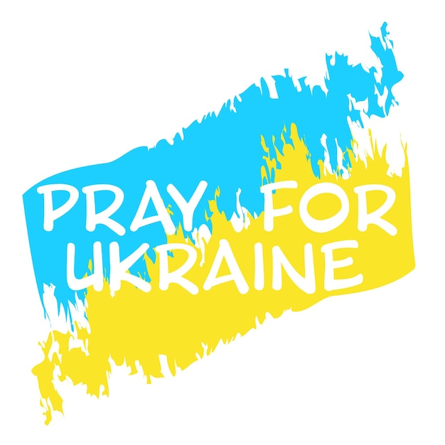 The Ukrainian flag with a white inscription imitating real paint with a call to pray for Ukraine