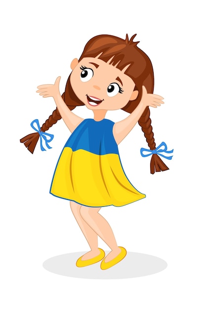 Ukrainian girl in the colors of the flag of Ukraine Isolated vector flat character