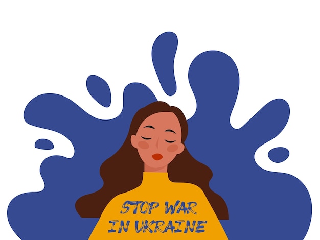 Ukrainian girl Stop War in Ukraine Ukraine War Poster Vector Illustration