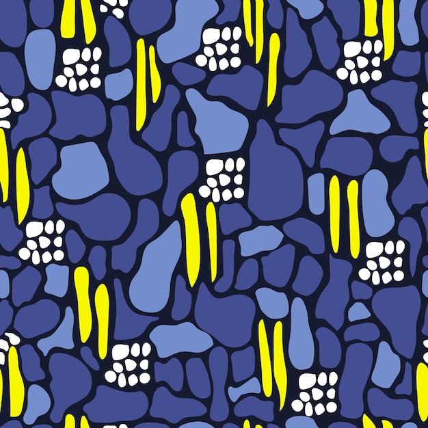 Ukrainian ornament in blue yellow colours Vector Seamless pattern Abstract Background wallpaper design