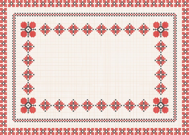 Ukrainian patterns Sample Imitation cross stitch There is free space for text Vector illustration