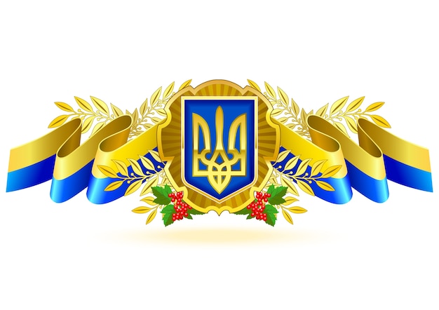 Ukrainian state symbol with ribbons