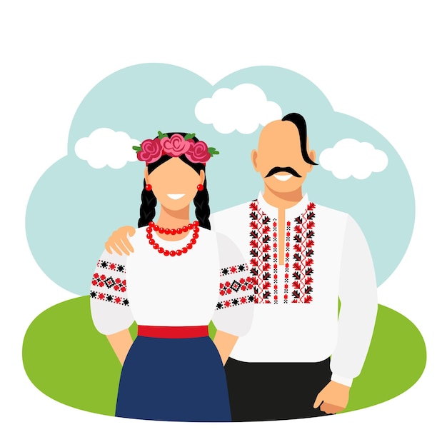 Ukrainian and Ukrainian in traditional clothes with embroidery. Ukrainian Traditional Clothes People