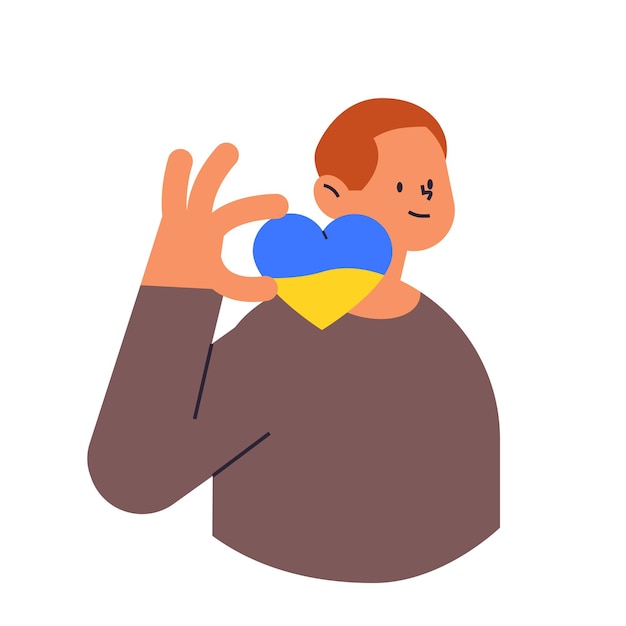 Ukrainian woman holding blue yellow heart pray for Ukraine peace save Ukraine from russia stop war concept