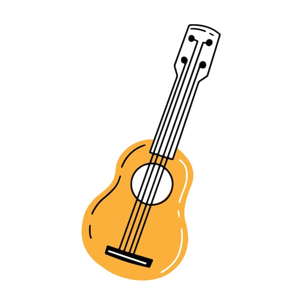 Ukulele in cute doodle style Musical instrument guitar vector illustration