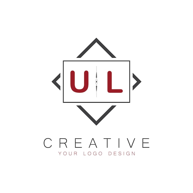 UL initial monogram logo with creative square style design