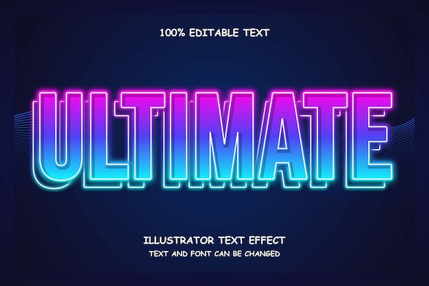 Ultimate,3d editable text effect blue pink modern  style