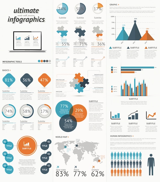 Vector ultimate infographic elements set with minimal easy designs