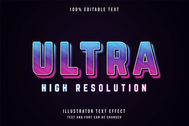 Ultra high resolution, editable text effect blue gradation purple pink neon text style