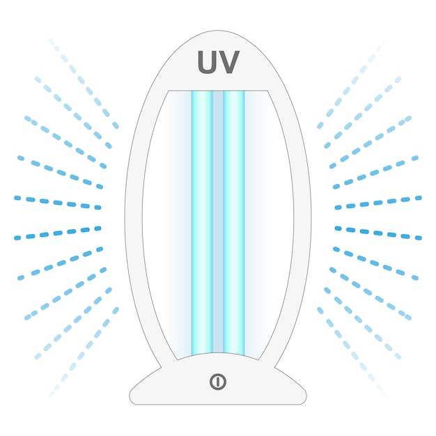 Ultraviolet bactericidal lamp Surface cleaning medical disinfection procedure Illustration of a medical device for home clinic hospital Prevention of the coronavirus pandemic Vector