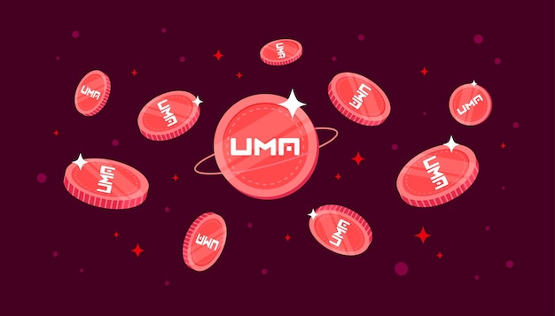 UMA coins falling from the sky UMA cryptocurrency concept banner background