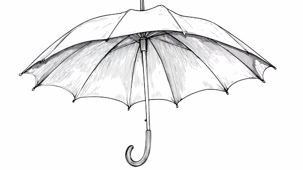 Umbrella Cartoon Vector Line Drawing