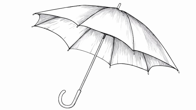 Umbrella Cartoon Vector Line Drawing