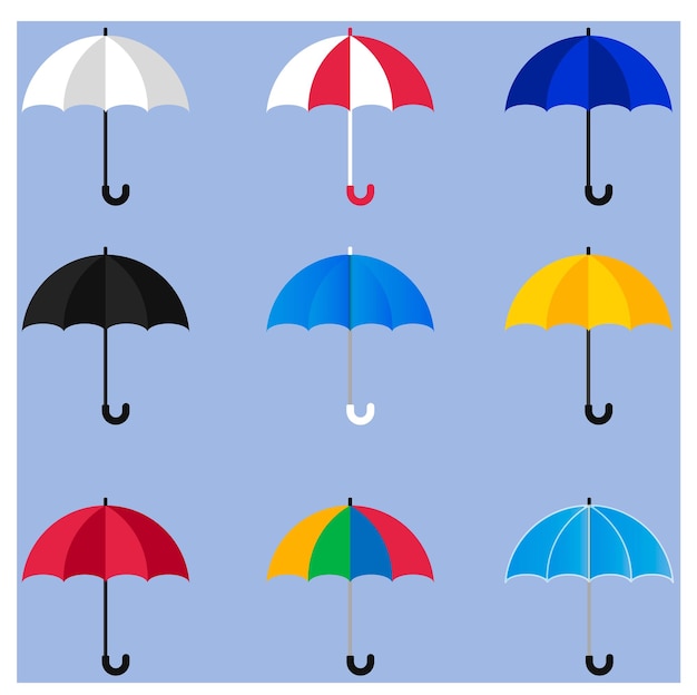 umbrella collection in different styles icon illustration