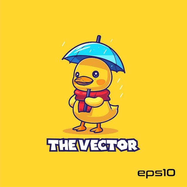 Vector umbrella duck logo vector mascot character cartoon illustration eps10