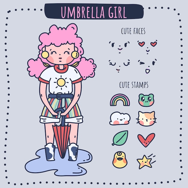 Umbrella Girl Vector