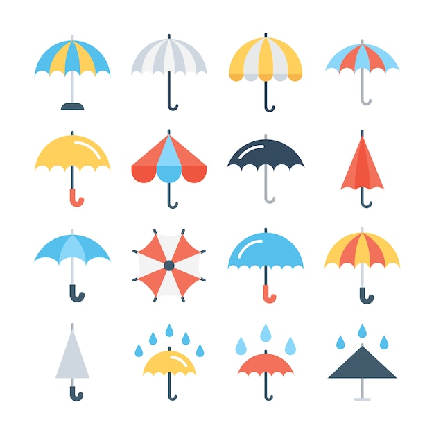 Umbrella Glyph Icons Set