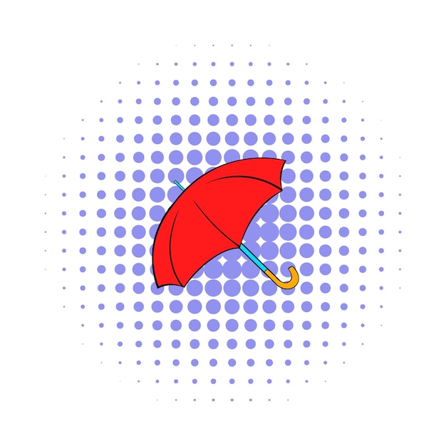 Umbrella icon in popart style on dotted background Autumn symbol