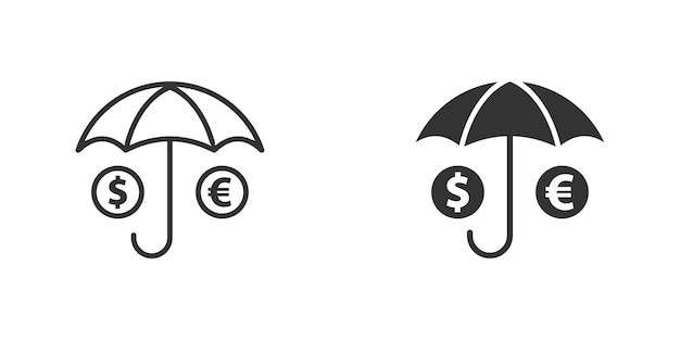 Umbrella icon with dollar and euro symbol Vector illustration