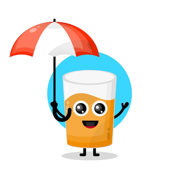 Umbrella juice glass cute character mascot