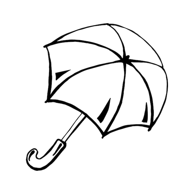 Umbrella linear sketch black and white isolated on white background