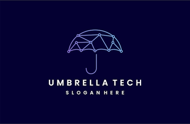 Vector umbrella tech creative logo vector design