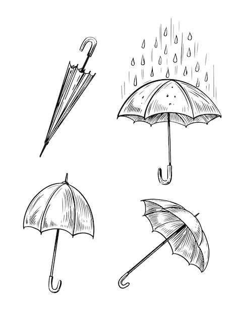 Umbrella. Vector sketch illustrations