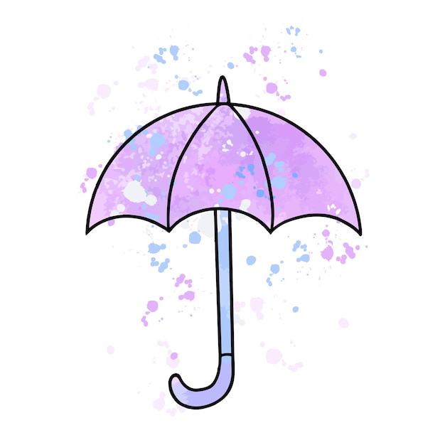 Umbrella watercolor digital tracing illustration