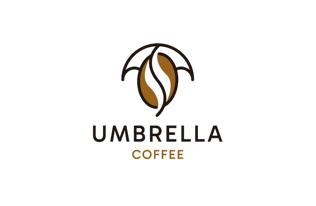 Umbrella with coffee bean shape logo icon vector illustration