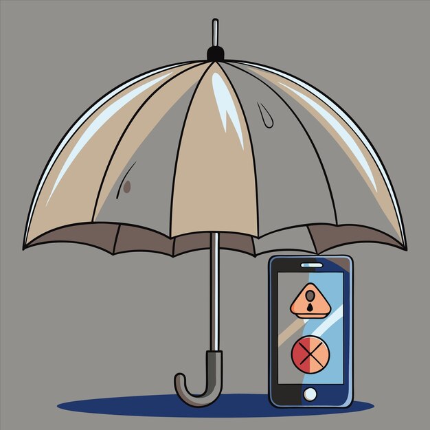 Vector an umbrella with a phone and a phone on it