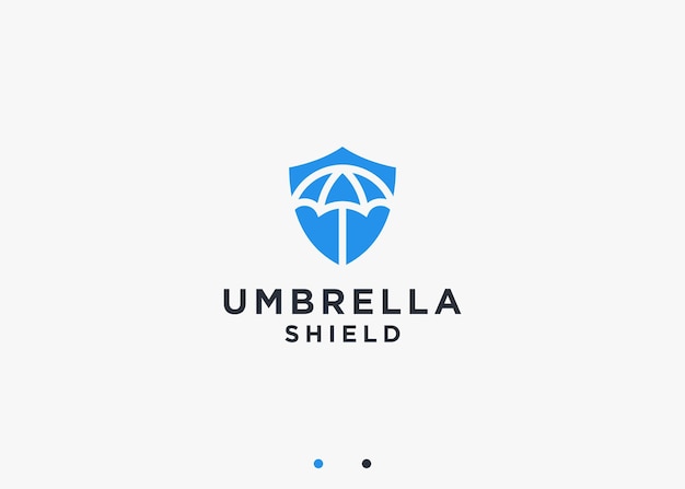 Vector umbrella with shield logo design vector silhouette illustration