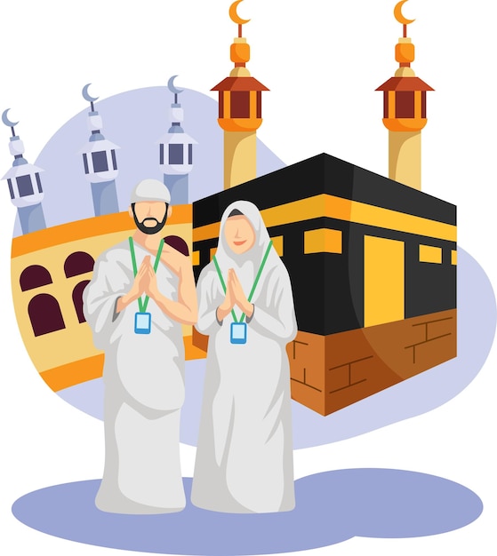 Vector umrah and hajj pilgrimage illustration