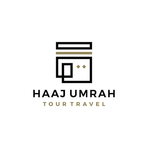 Umrah Kaaba Hajj Tour Travel Outline Logo Vector Icon Illustration