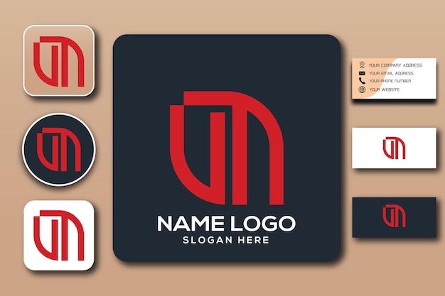 UN monogram logo template color editable