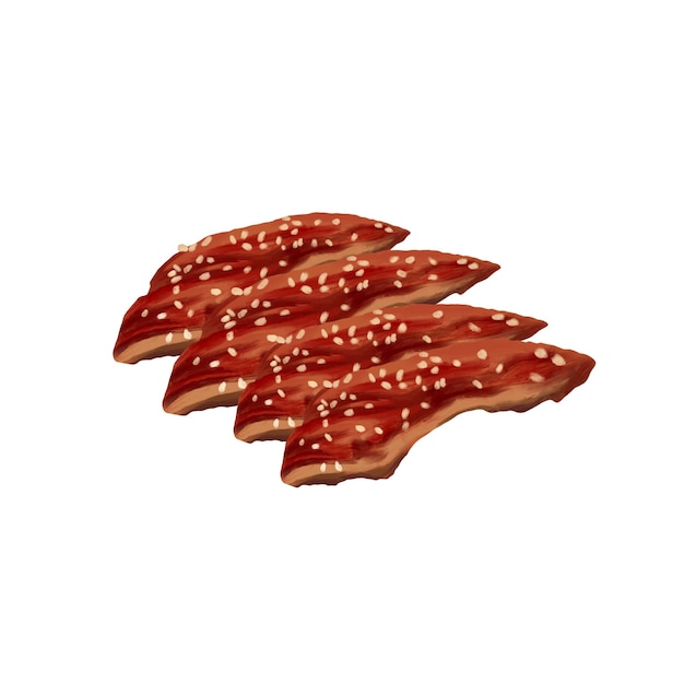 Vector unagi meat barbeque painting menu illustration